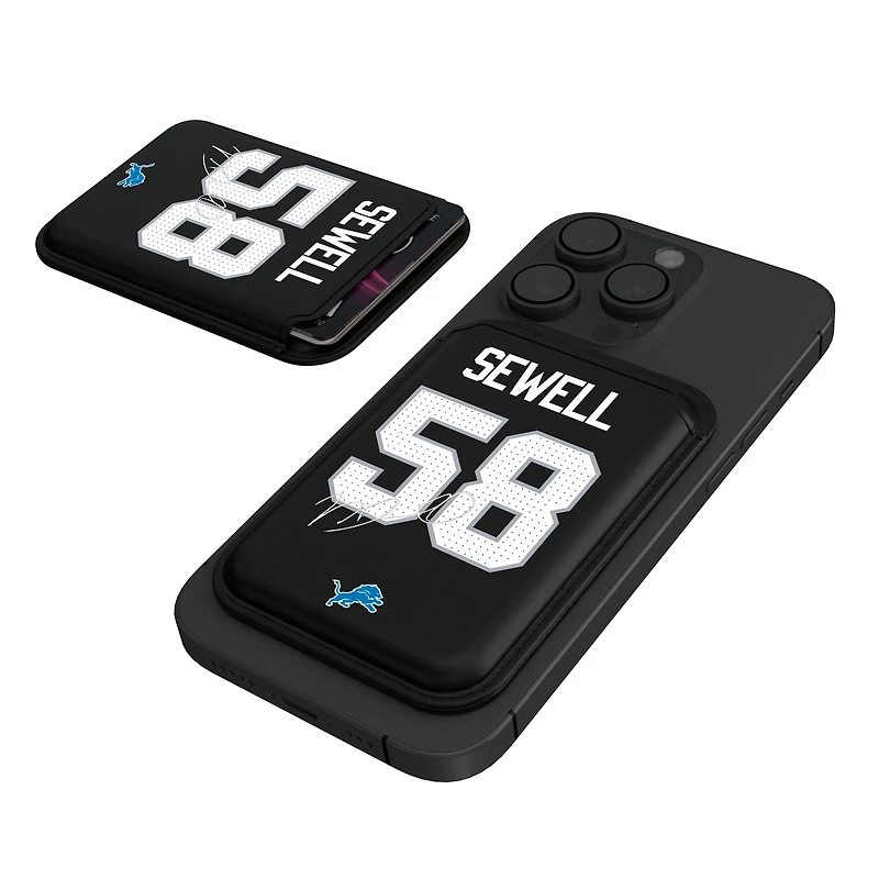 Keyscaper Penei Sewell Black Detroit Lions Magnetic Credit Card Wallet