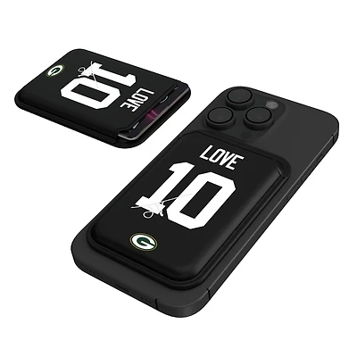 Keyscaper Jordan Love Black Green Bay Packers Magnetic Credit Card Wallet