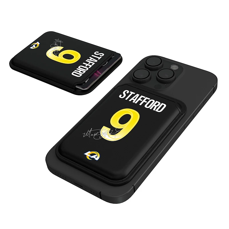 Keyscaper Matthew Stafford Black Los Angeles Rams Magnetic Credit Card Wallet