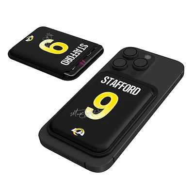Keyscaper Matthew Stafford Black Los Angeles Rams Magnetic Credit Card Wallet