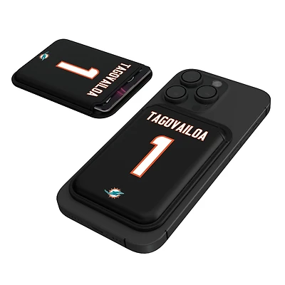 Keyscaper Tua Tagovailoa Black Miami Dolphins Magnetic Credit Card Wallet