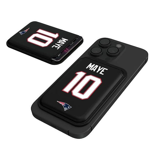 Keyscaper Drake Maye Black New England Patriots Magnetic Credit Card Wallet