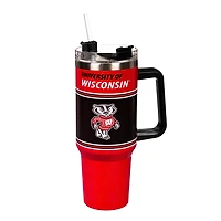 Wisconsin Badgers 40oz. Stainless Steel Canyon Cup with Straw