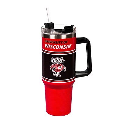 Wisconsin Badgers 40oz. Stainless Steel Canyon Cup with Straw