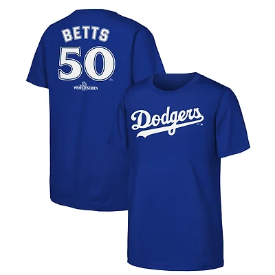 Youth Fanatics Mookie Betts Royal Los Angeles Dodgers 2024 World Series Name & Number T-Shirt