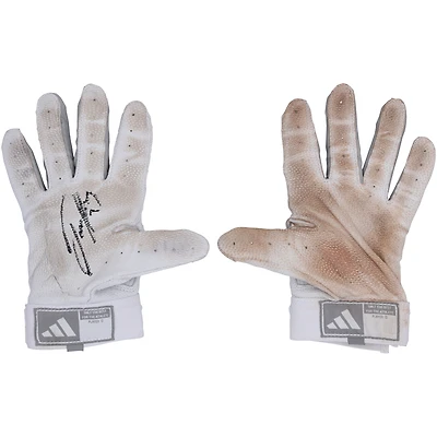 Jackson Holliday Baltimore Orioles Autographed Game-Used White/Gray adidas Batting Gloves from the 2024 MLB Season