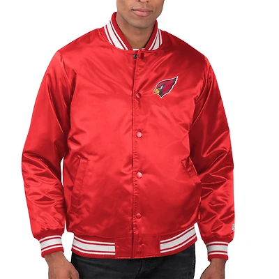 Men's Starter Cardinal Arizona Cardinals Printed Team Logo Satin Varsity Full-Snap Jacket
