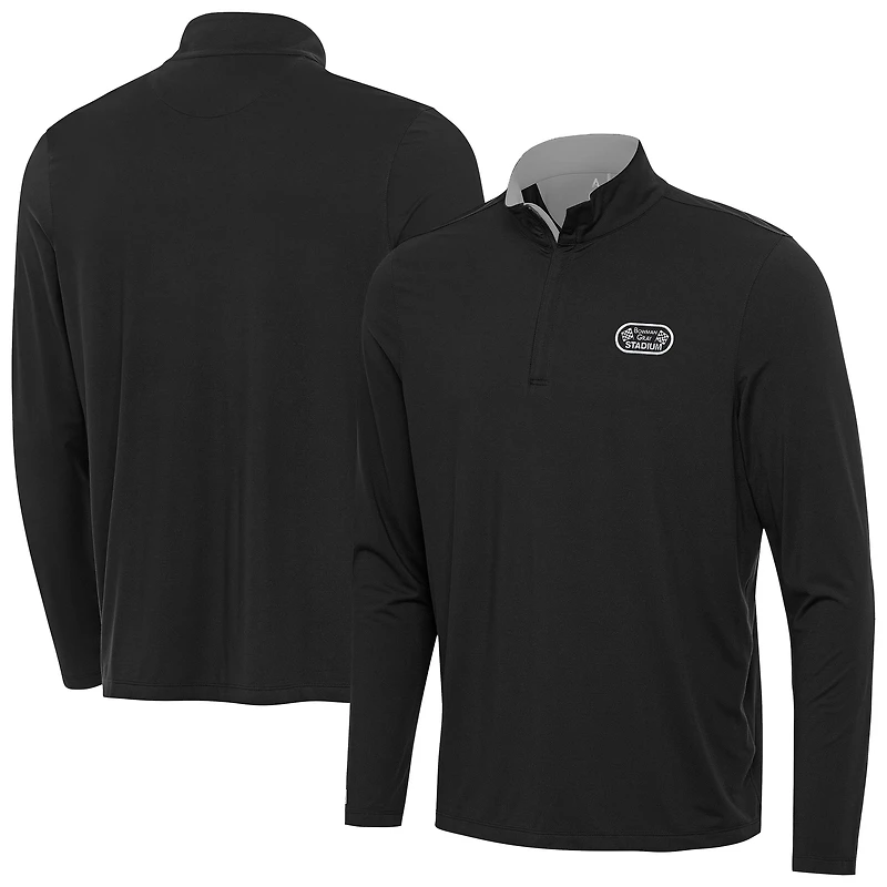 Men's Antigua Black Bowman Gray Stadium Content Quarter-Zip Sweatshirt