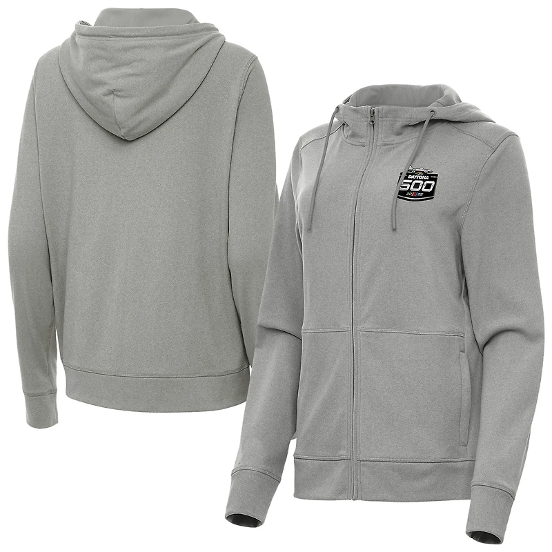 Women's Antigua  Heather Gray 2025 Daytona International Speedway Seeker Full-Zip Hoodie Jacket