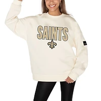 Women's Gameday Couture  Cream New Orleans Saints Premium Fleece Oversized Drop Shoulder Pullover Sweatshirt