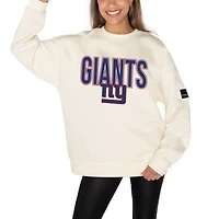 Women's Gameday Couture  Cream New York Giants Premium Fleece Oversized Drop Shoulder Pullover Sweatshirt