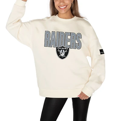 Women's Gameday Couture Cream Las Vegas Raiders Premium Fleece Oversized Drop Shoulder Pullover Sweatshirt