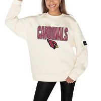 Women's Gameday Couture  Cream Arizona Cardinals Premium Fleece Oversized Drop Shoulder Pullover Sweatshirt