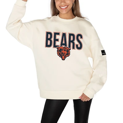 Women's Gameday Couture  Cream Chicago Bears Premium Fleece Oversized Drop Shoulder Pullover Sweatshirt