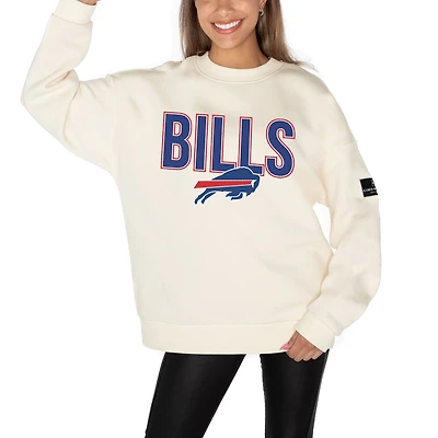 Women's Gameday Couture Cream Buffalo Bills Premium Fleece Oversized Drop Shoulder Pullover Sweatshirt
