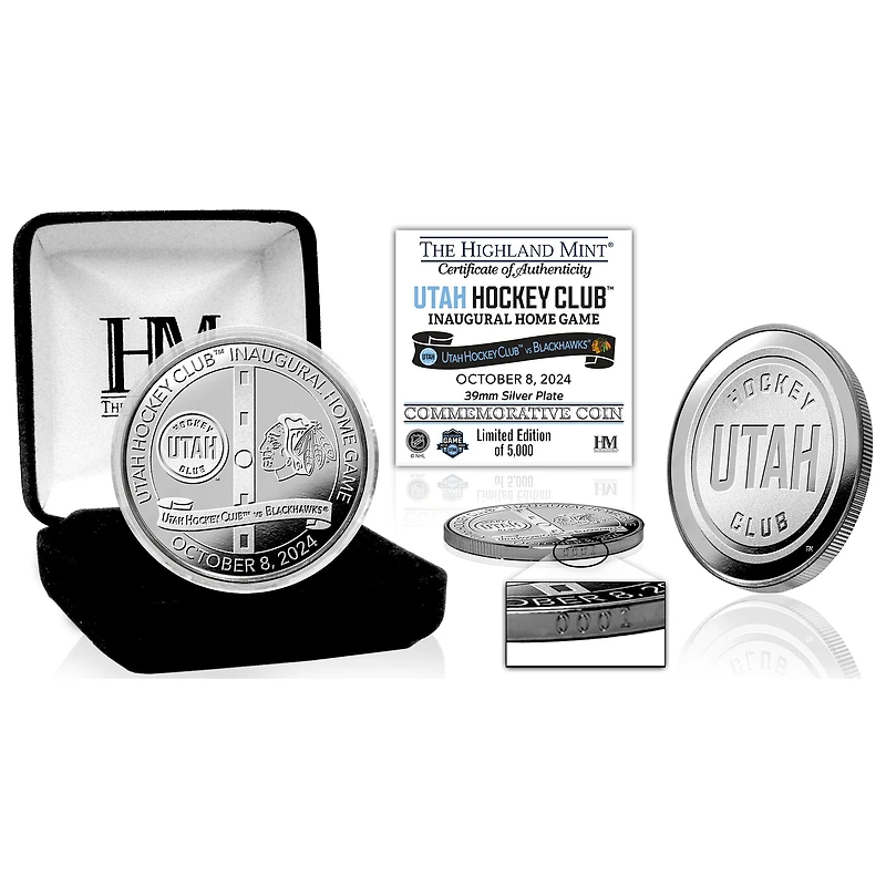 Highland Mint Utah Hockey Club Inaugural Game 39mm Silver Mint Coin