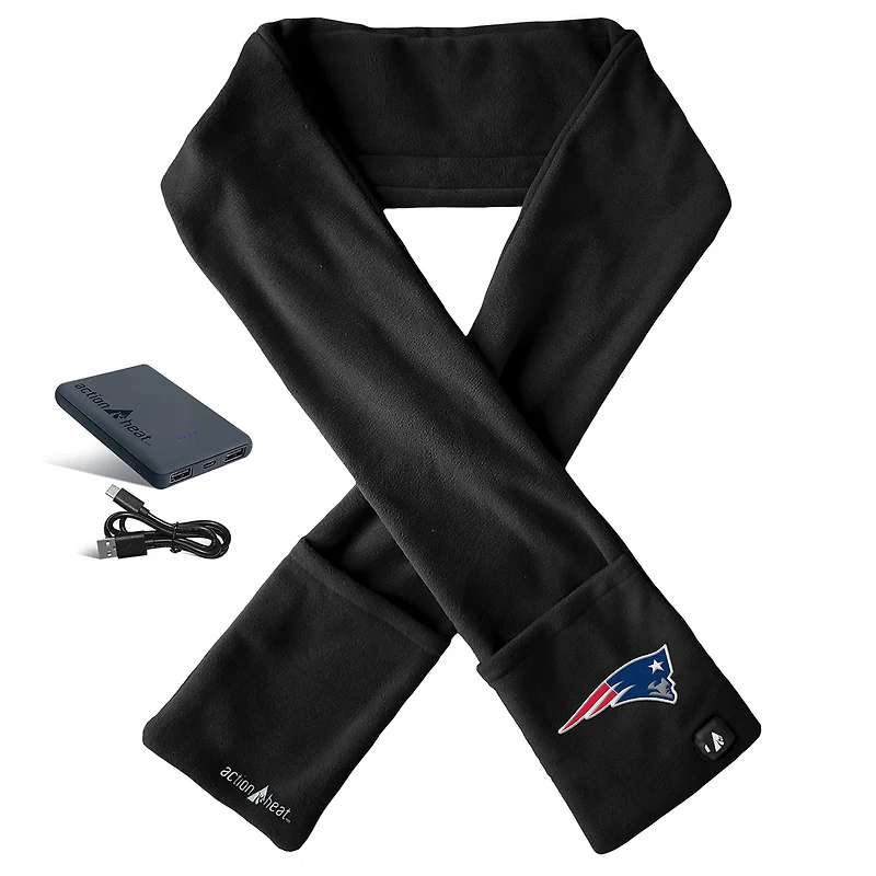 ActionHeat Black New England Patriots 5V Battery Heated Scarf