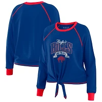 Women's WEAR by Erin Andrews Royal/Red Buffalo Bills Plus Size Tie-Front Long Sleeve Top