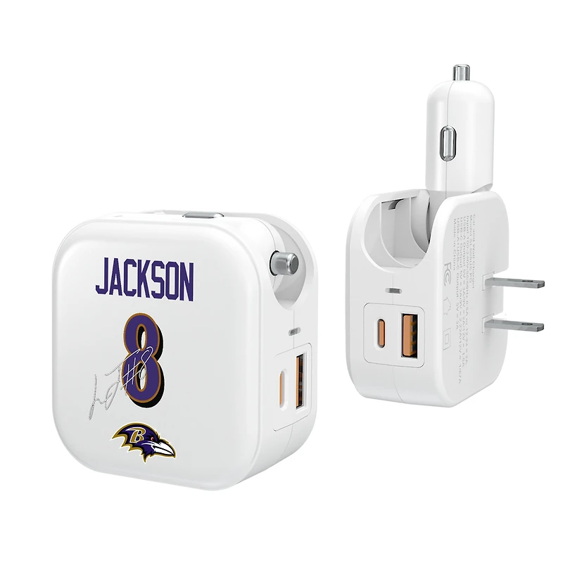 Keyscaper Lamar Jackson Baltimore Ravens Ready 2-in-1 USB Charger