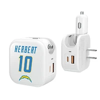Keyscaper Justin Herbert Los Angeles Chargers Ready 2-in-1 USB Charger