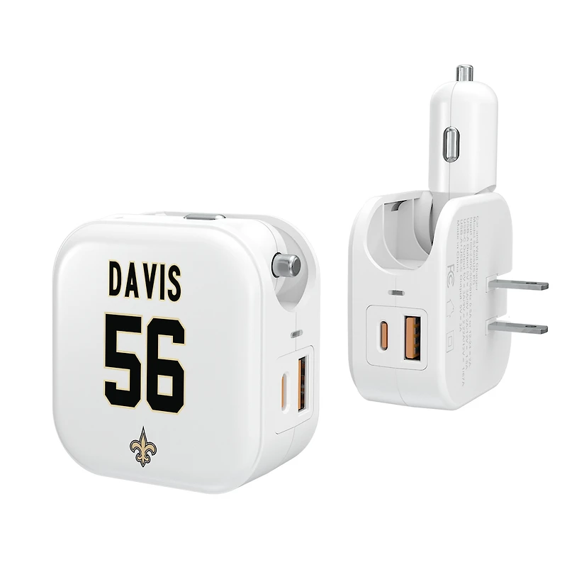Keyscaper Demario Davis New Orleans Saints Ready 2-in-1 USB Charger