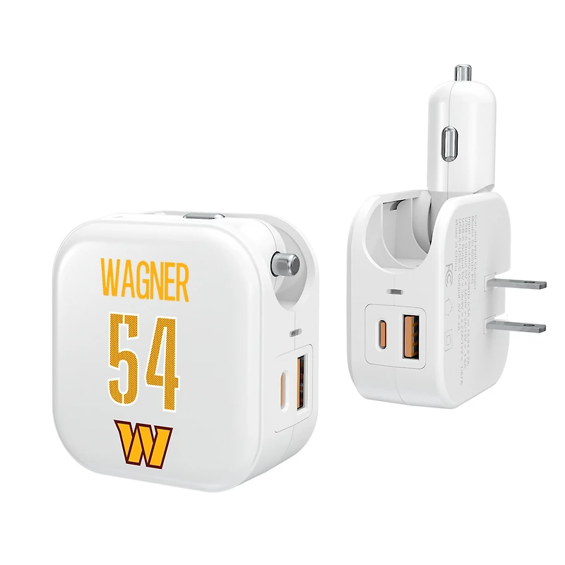 Keyscaper Bobby Wagner Washington Commanders Ready 2-in-1 USB Charger