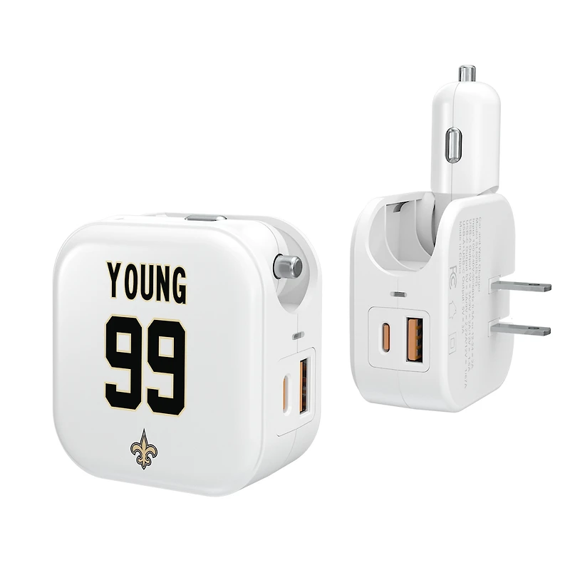 Keyscaper Chase Young New Orleans Saints Ready 2-in-1 USB Charger