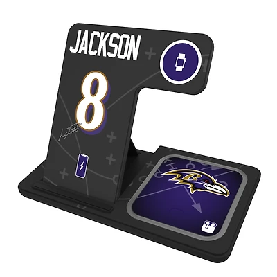Keyscaper Lamar Jackson Baltimore Ravens Ready 3-in-1 Charging Station