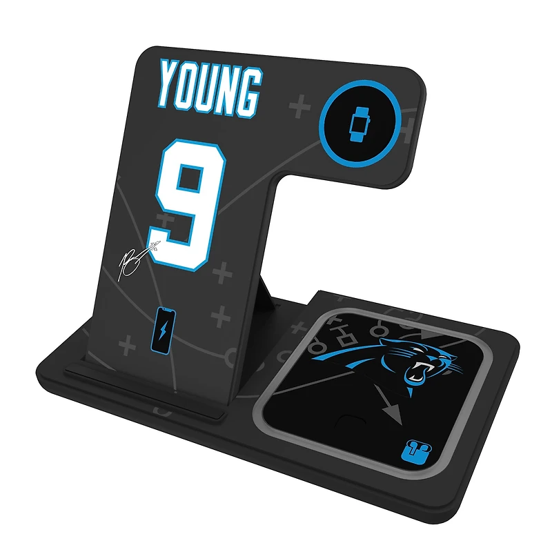 Keyscaper Bryce Young Carolina Panthers Ready 3-in-1 Charging Station