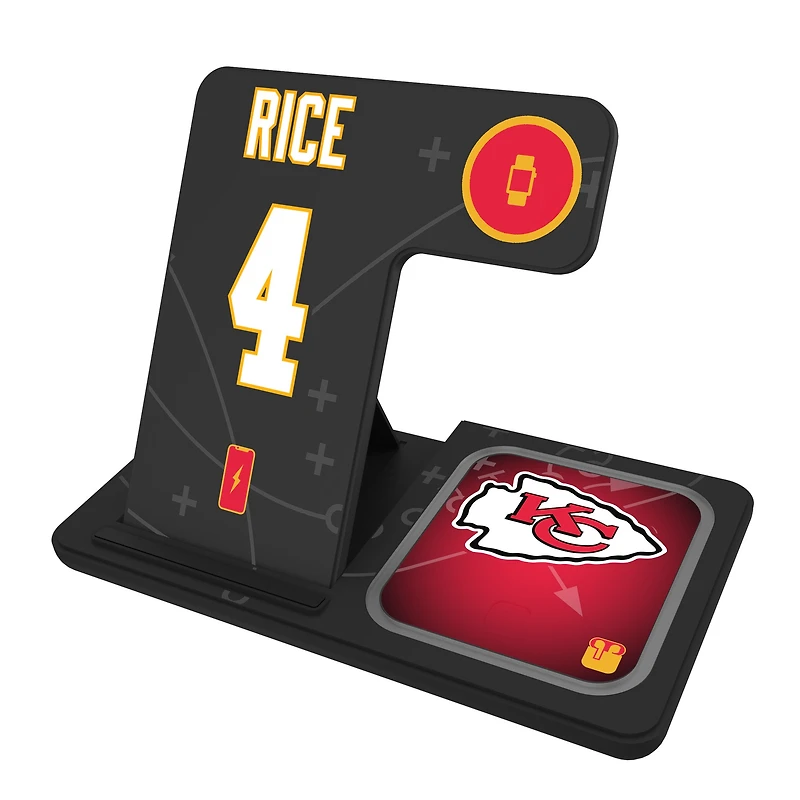Keyscaper Rashee Rice Kansas City Chiefs Ready 3-in-1 Charging Station
