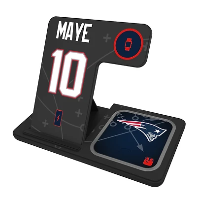 Keyscaper Drake Maye New England Patriots Ready 3-in-1 Charging Station