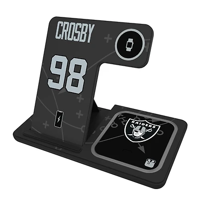 Keyscaper Maxx Crosby Las Vegas Raiders Ready 3-in-1 Charging Station