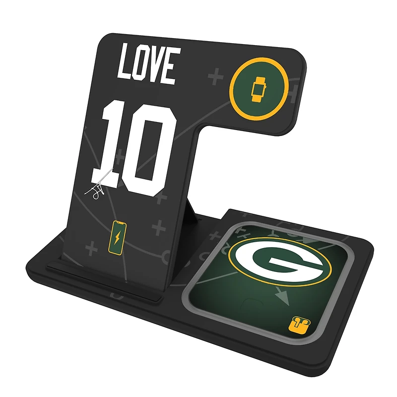 Keyscaper Jordan Love Green Bay Packers Ready 3-in-1 Charging Station