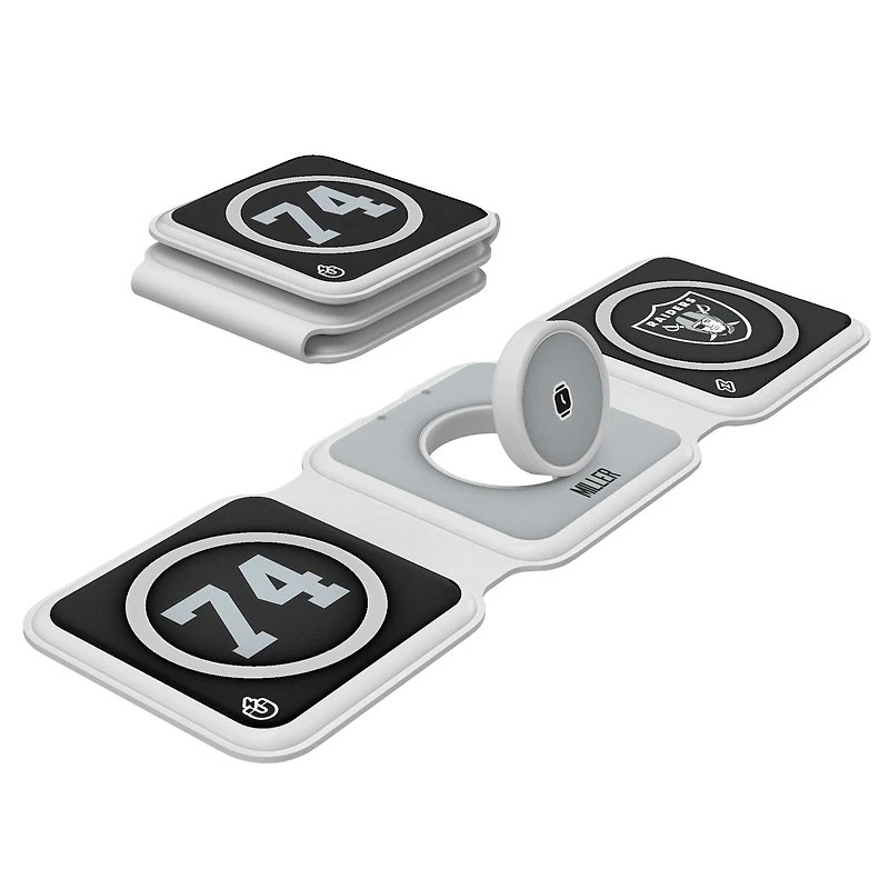 Keyscaper Kolton Miller Las Vegas Raiders 3-in-1 Foldable Charger