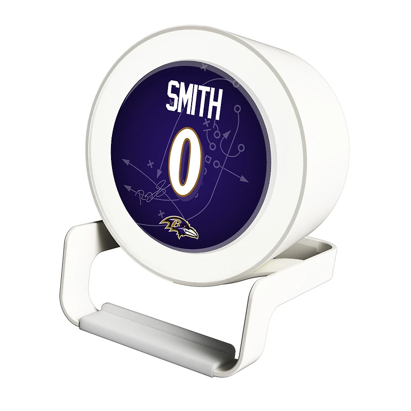 Keyscaper Roquan Smith White Baltimore Ravens Night Light Charger and Bluetooth Speaker