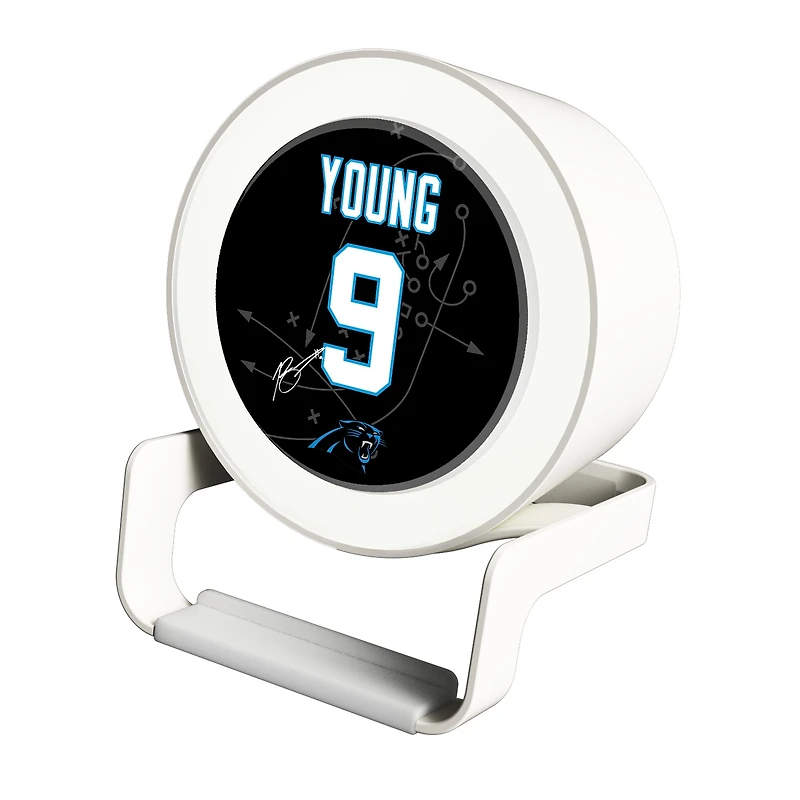Keyscaper Bryce Young White Carolina Panthers Night Light Charger and Bluetooth Speaker