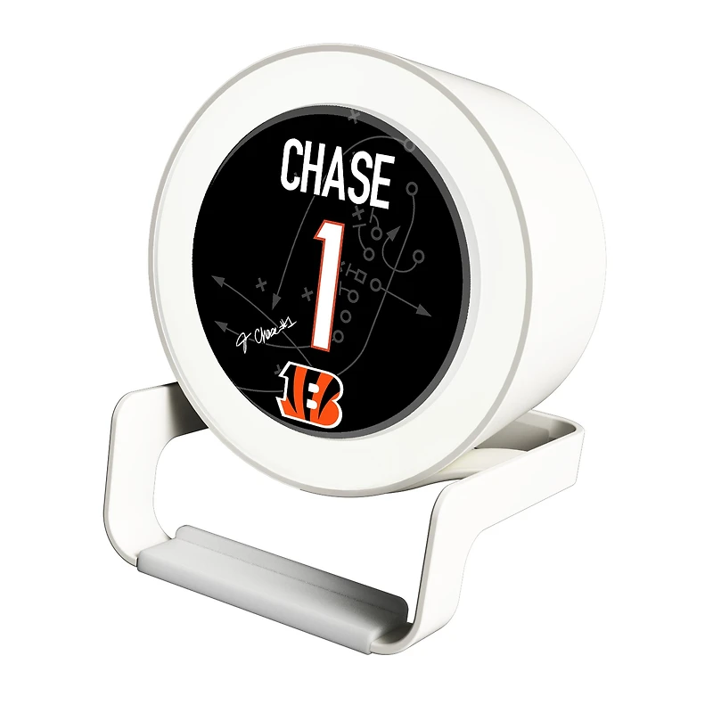 Keyscaper Ja'Marr Chase White Cincinnati Bengals Night Light Charger and Bluetooth Speaker