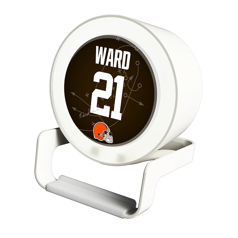 Keyscaper Denzel Ward White Cleveland Browns Night Light Charger and Bluetooth Speaker