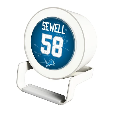 Keyscaper Penei Sewell White Detroit Lions Night Light Charger and Bluetooth Speaker