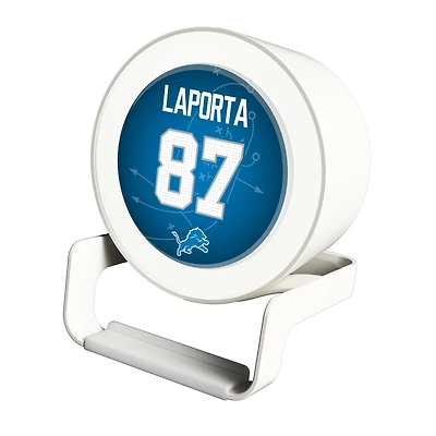 Keyscaper Sam LaPorta White Detroit Lions Night Light Charger and Bluetooth Speaker