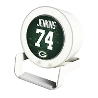 Keyscaper Elgton Jenkins White Green Bay Packers Night Light Charger and Bluetooth Speaker