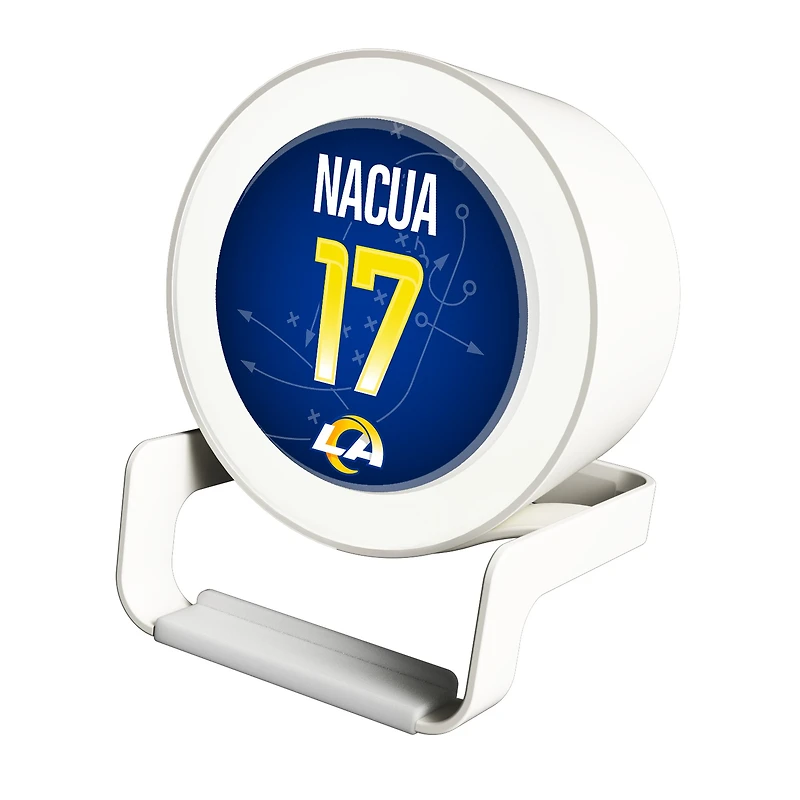 Keyscaper Puka Nacua White Los Angeles Rams Night Light Charger and Bluetooth Speaker