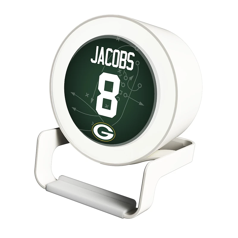 Keyscaper Josh Jacobs White Green Bay Packers Night Light Charger and Bluetooth Speaker