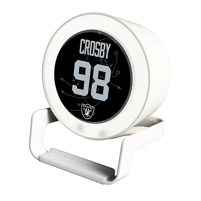 Keyscaper Maxx Crosby White Las Vegas Raiders Night Light Charger and Bluetooth Speaker
