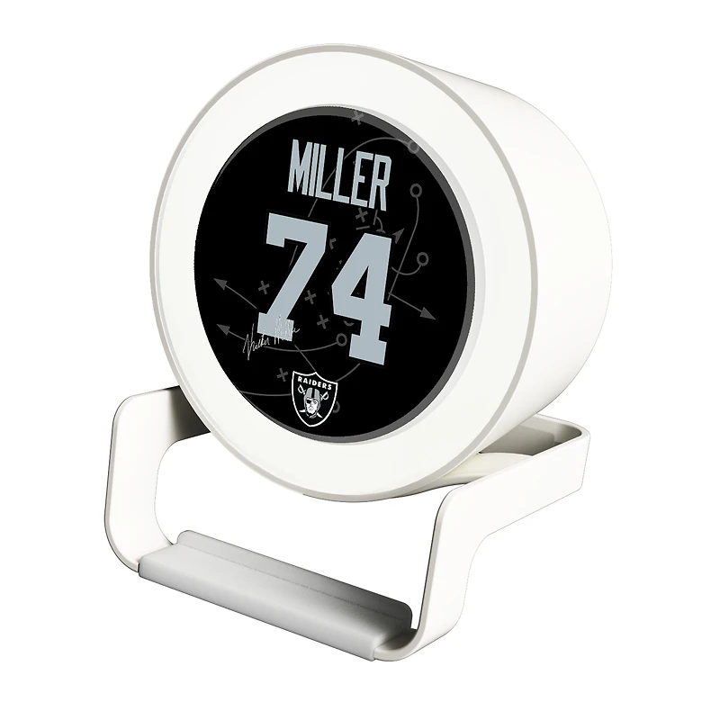 Keyscaper Kolton Miller White Las Vegas Raiders Night Light Charger and Bluetooth Speaker