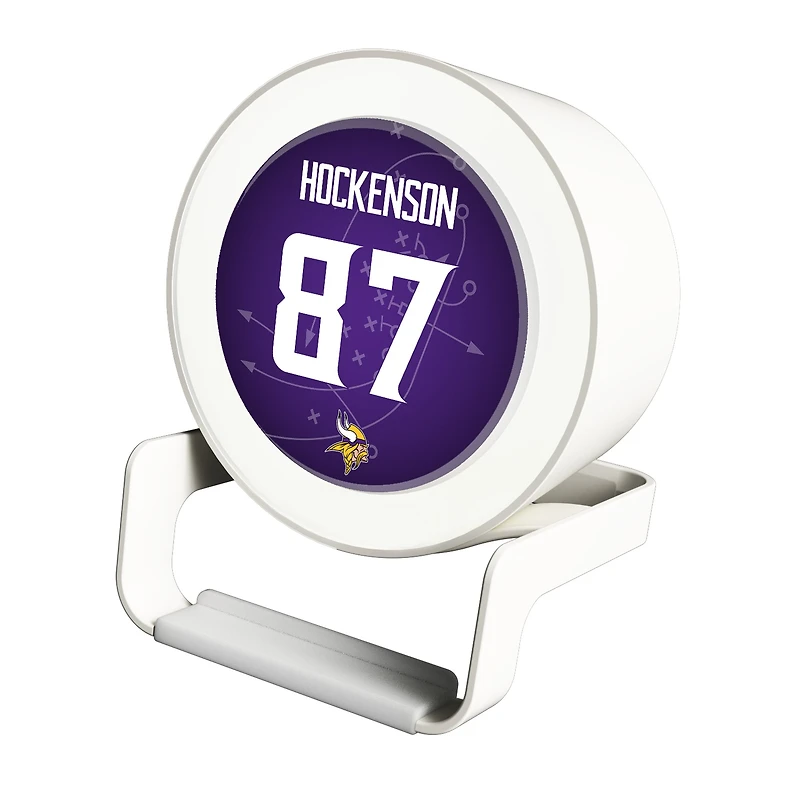 Keyscaper T.J. Hockenson White Minnesota Vikings Night Light Charger and Bluetooth Speaker