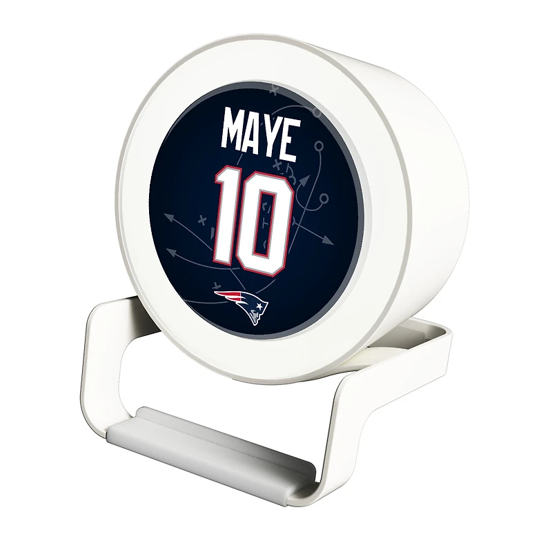 Keyscaper Drake Maye White New England Patriots Night Light Charger and Bluetooth Speaker