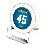 Keyscaper Tuli Tuipulotu White Los Angeles Chargers Night Light Charger and Bluetooth Speaker