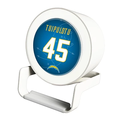 Keyscaper Tuli Tuipulotu White Los Angeles Chargers Night Light Charger and Bluetooth Speaker