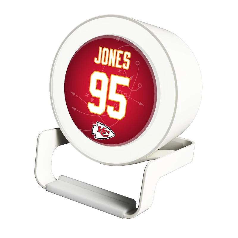 Keyscaper Chris Jones White Kansas City Chiefs Night Light Charger and Bluetooth Speaker